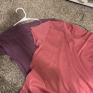 SHEIN Short Sleeve Crewneck Tee Duo in Rose Pink & Plum
